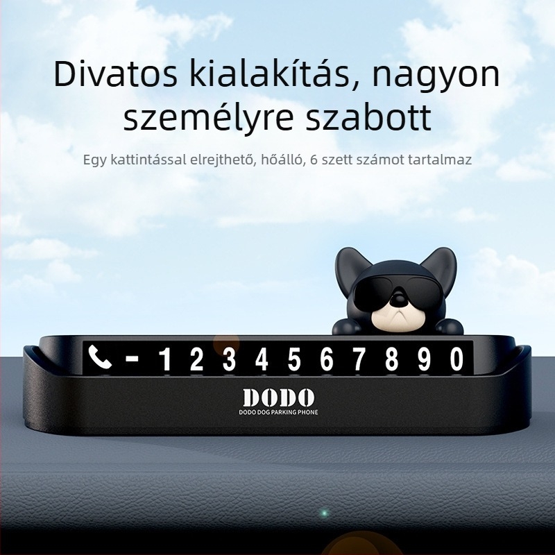 Dodo dog Rejtett autó rendszám-tartó — műanyag, ideiglenes parkoláshoz, kijelzi a telefonszámot