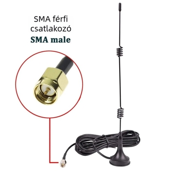 Duál-sávos WiFi antenna vákuumrögzítéses külső router/modulhoz, 1 m kábel, SWR ≤ 1.5, Shanyang Longke
