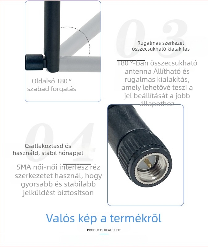WiFi antenna 2,4 GHz, SMA csatlakozó, omnidirekcionális, 9 dBi, nagy nyereség