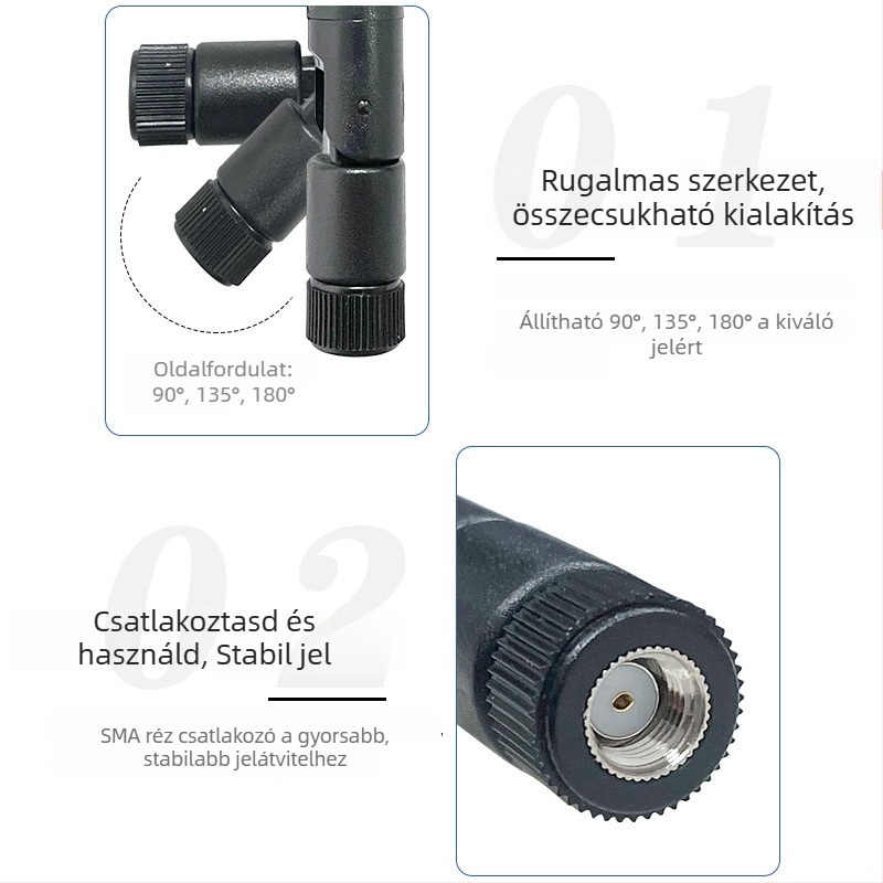 WiFi antenna 2,4 GHz, SMA csatlakozó, omnidirekcionális, 9 dBi, nagy nyereség
