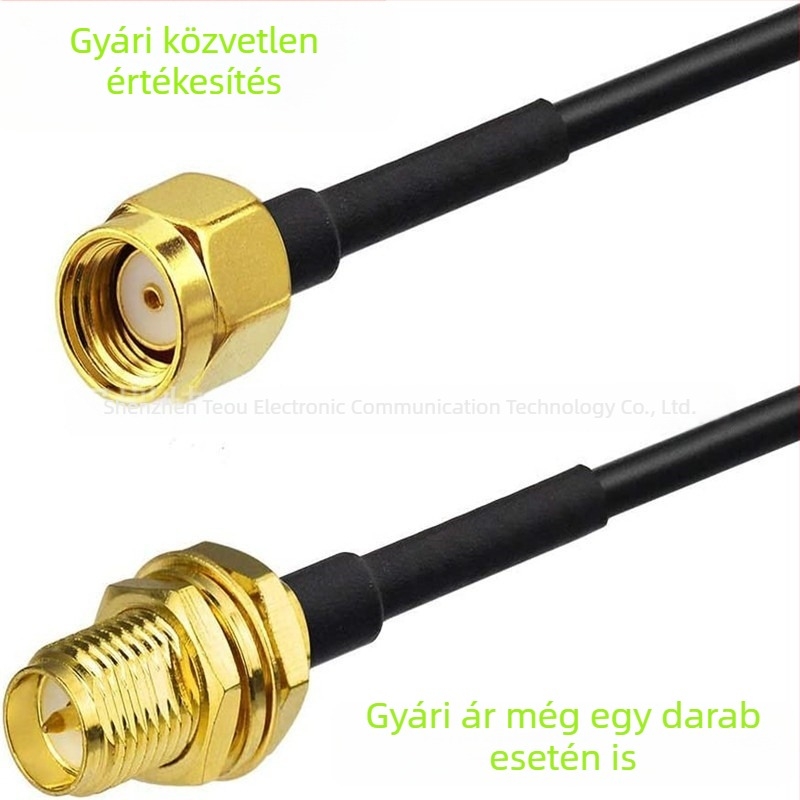 Teo RG174 RP-SMA antennabővítő kábel, RP-SMA férfi/női csatlakozóval, 50 ohm, 5 dBi, SWR ≤ 1.5