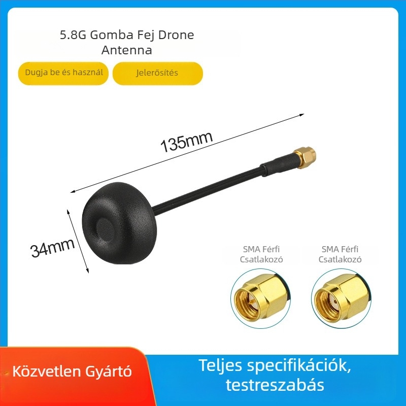 5,8 GHz Mushroom fej FPV antenna versenydronekhez, omnidirekcionális, ANT58M