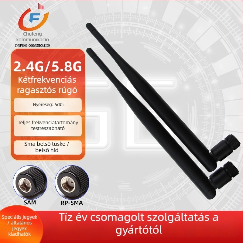5 dB ragasztó-stick antenna, dupla sávú 2.4/5.8 GHz, hajtogatható GPRS/WiFi routerekhez