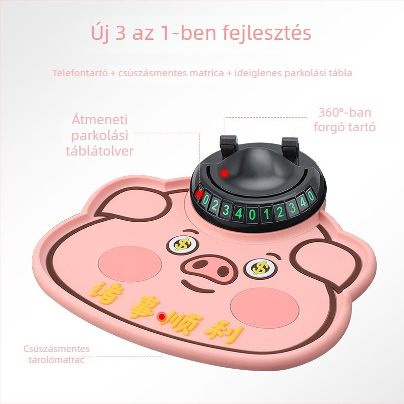 Autó középső konzol anti-slip alátét cartoon tervezéssel és 3-in-1 parkolási szám tábla — Anyag: ABS; Márka: Other; Típus: Electronic