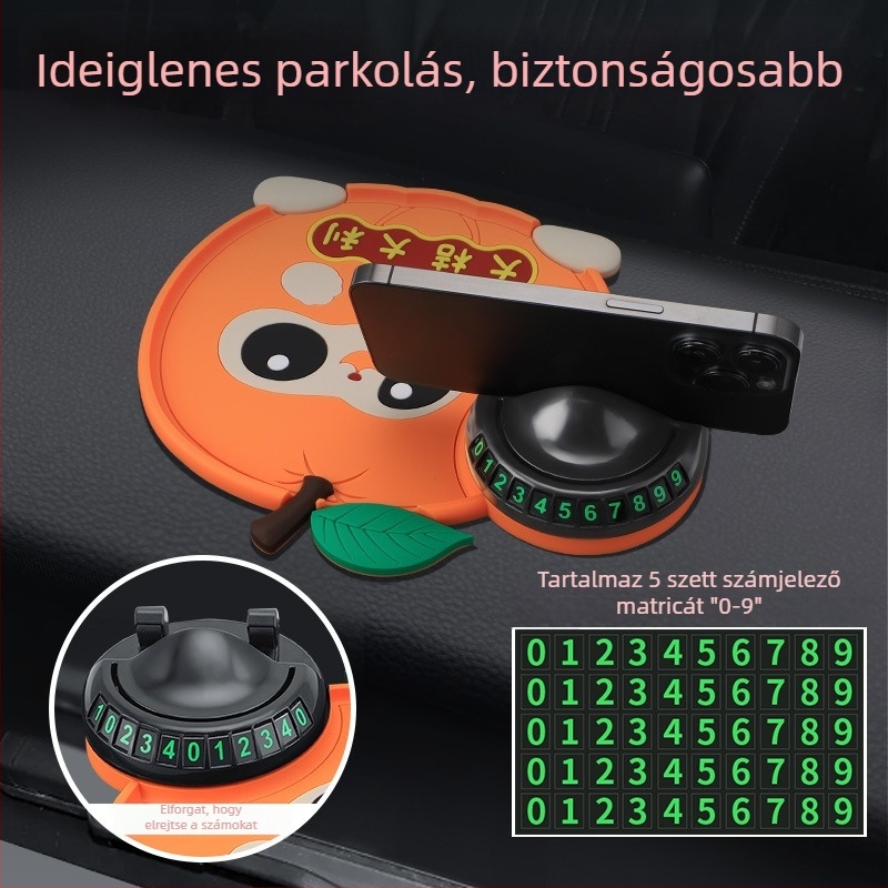 Autó középső konzol anti-slip alátét cartoon tervezéssel és 3-in-1 parkolási szám tábla — Anyag: ABS; Márka: Other; Típus: Electronic