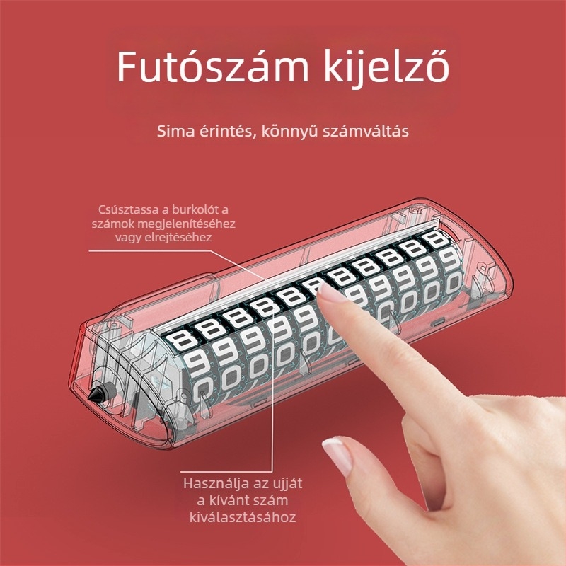 Rejtett autó belső kiegészítő ideiglenes parkolási jellel, telefonszám táblával és ablakbetörő kalapáccsal – ABS, modell N17
