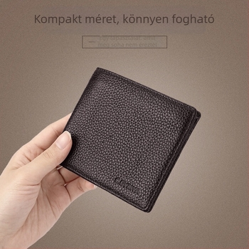 C.DYRIYA Férfi kompakt valódi bőrből készült pénztárca, első réteg tehénbőrből, cipzár, nagy kapacitás, poliészter belső, mindennapi használatra