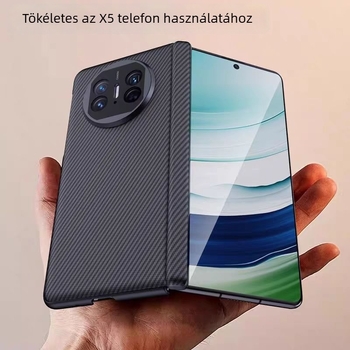 Huawei MateX5 telefontok – szénszálas anyag, gravírozott kivitel, ütésálló védelem, középponti tengelyes mágneses rögzítés