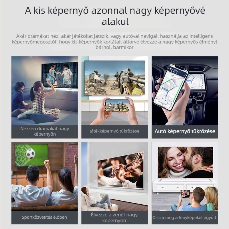 Vezeték nélküli HDMI kijelző-vevő telefon és TV közötti tükrözéshez, 480p, 128 MB memória, Wi‑Fi, 2025 modell
