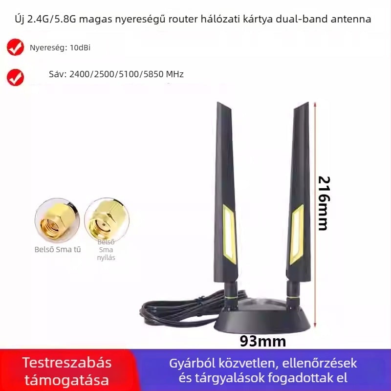 Router hálózati kártya antenna, 2.4/5.8 GHz, szívófejes, WiFi 6/7, ragasztóoszlop antenna, 4G/5G-kompatibilis