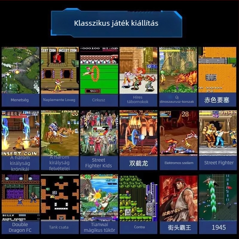 Nostalgikus játékkonzol K9 Android operációs rendszerrel, HDMI interfész, 32/64/128 GB memória, 2 játékos