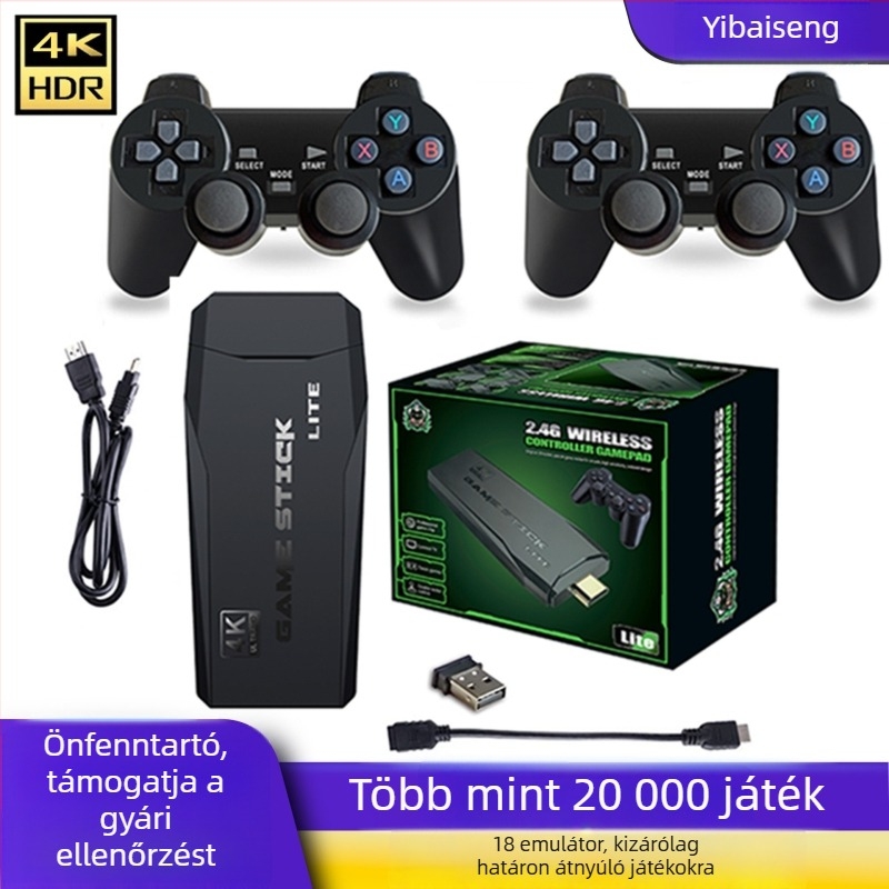 Nostalgikus játékkonzol K9 Android operációs rendszerrel, HDMI interfész, 32/64/128 GB memória, 2 játékos