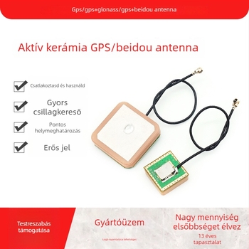 Beidou-GPS kettős sávú aktív antenna beépített kerámiamodullal, 28 dBi nyereség, 600-6000 MHz, 50 Ω, SWR ≤1.5