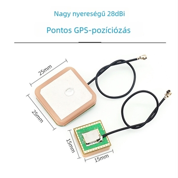 Beidou-GPS kettős sávú aktív antenna beépített kerámiamodullal, 28 dBi nyereség, 600-6000 MHz, 50 Ω, SWR ≤1.5