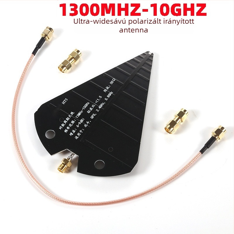 HT5 UWB logaritmikus periódusú antenna, 1300–10000 MHz, teljes sáv, nagy nyereség, irányított vevőantenna