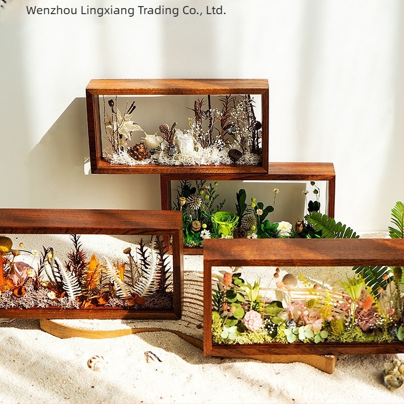 Lingxiang DIY Fotókeret Készlet Konzervált és Szárított Virágokhoz – Mágneses Anyag, Tömörfa Keret