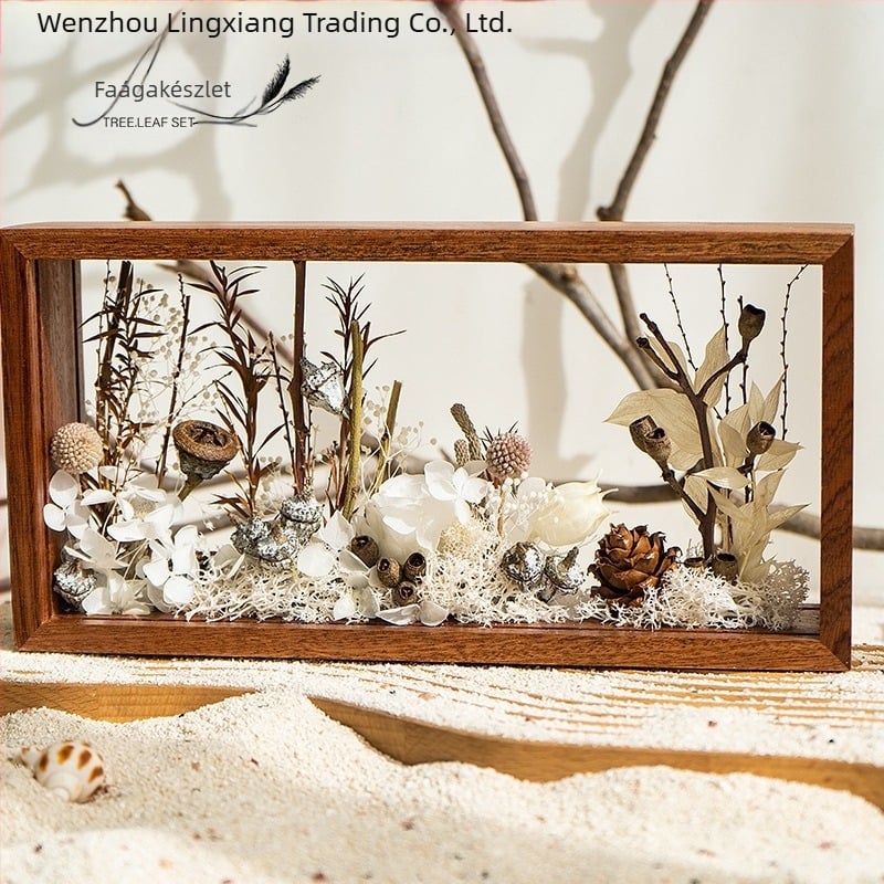 Lingxiang DIY Fotókeret Készlet Konzervált és Szárított Virágokhoz – Mágneses Anyag, Tömörfa Keret