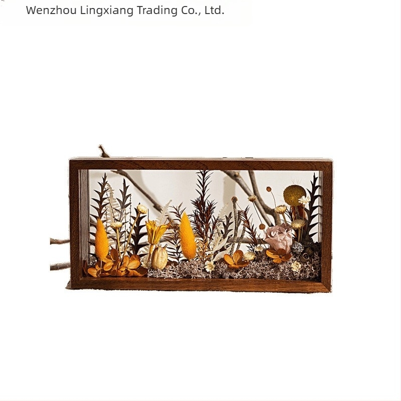 Lingxiang DIY Fotókeret Készlet Konzervált és Szárított Virágokhoz – Mágneses Anyag, Tömörfa Keret