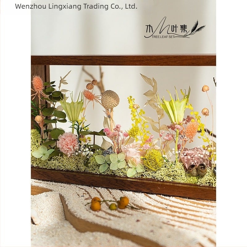 Lingxiang DIY Fotókeret Készlet Konzervált és Szárított Virágokhoz – Mágneses Anyag, Tömörfa Keret