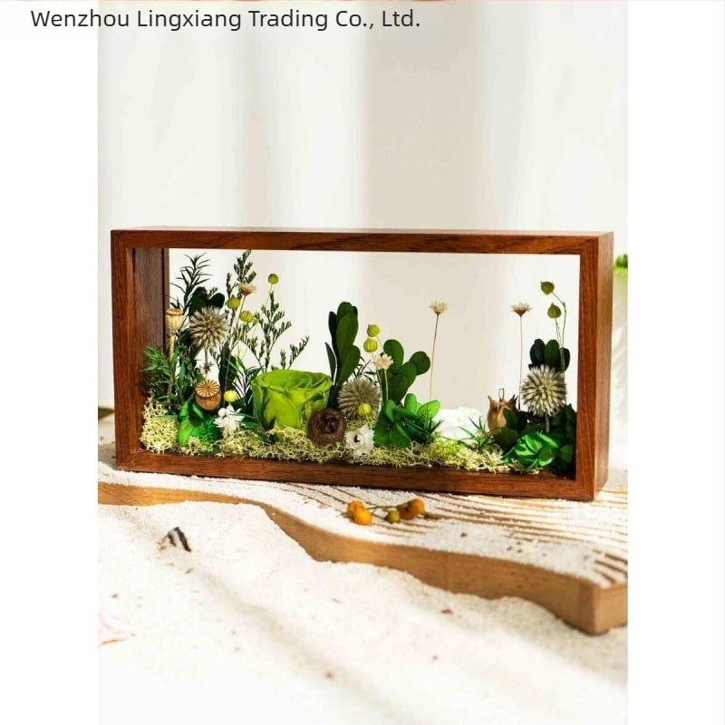 Lingxiang DIY Fotókeret Készlet Konzervált és Szárított Virágokhoz – Mágneses Anyag, Tömörfa Keret