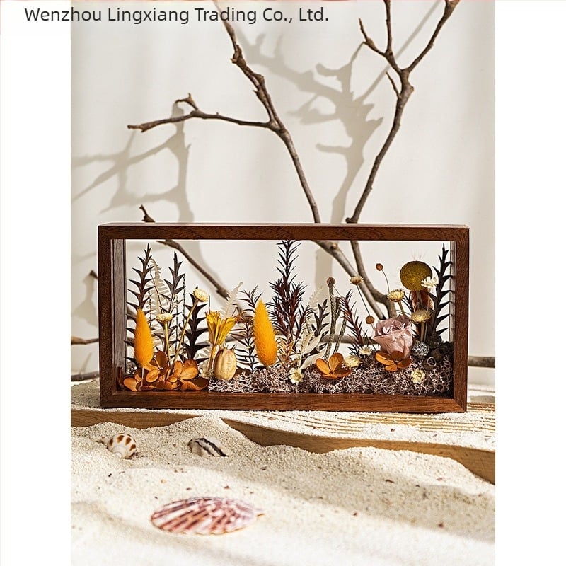 Lingxiang DIY Fotókeret Készlet Konzervált és Szárított Virágokhoz – Mágneses Anyag, Tömörfa Keret