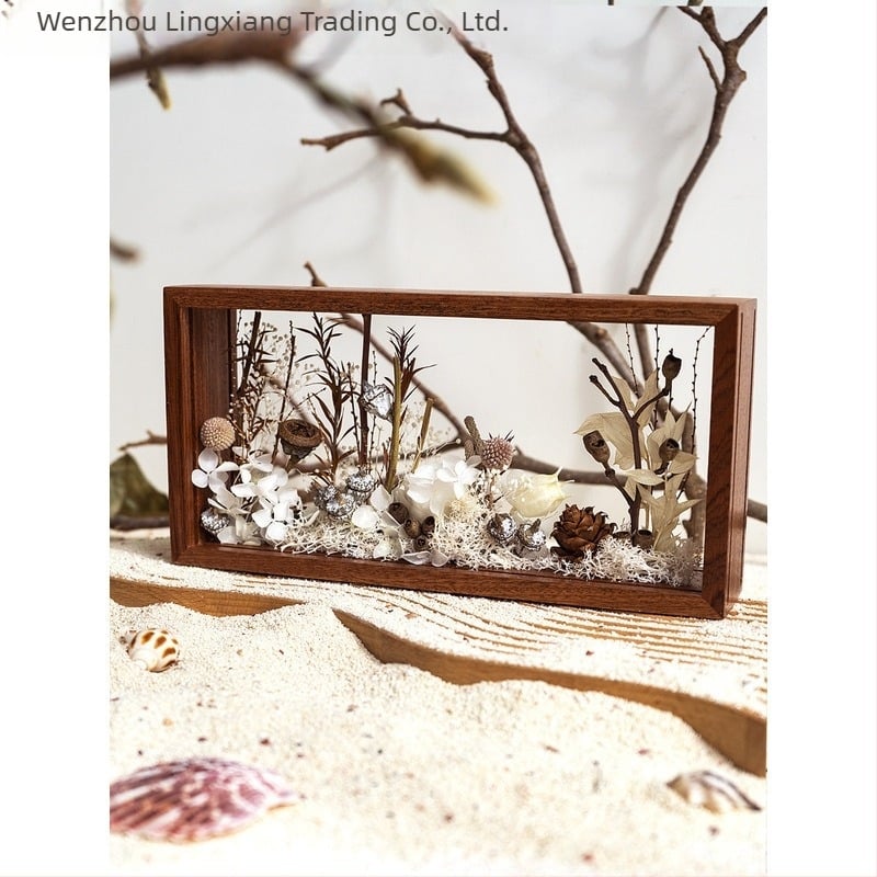 Lingxiang DIY Fotókeret Készlet Konzervált és Szárított Virágokhoz – Mágneses Anyag, Tömörfa Keret