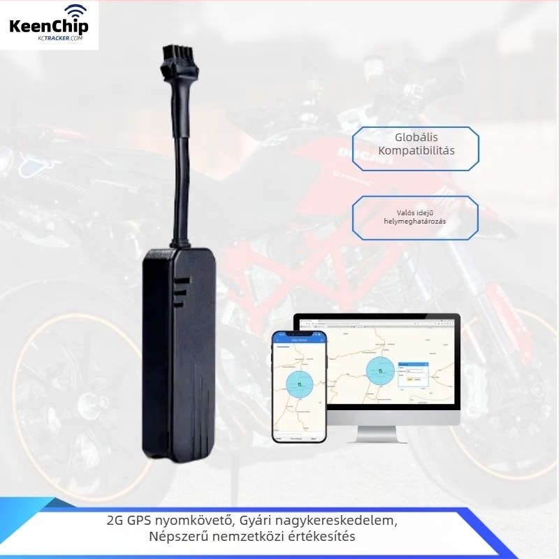 2G jármű GPS nyomkövető, modell J14A, GPS pozíció-pontosság 3–30 m, riasztási módok: rezgés, áramszünet, kerítés, sebességtúllépés, járműáramellátásból, térképek Baidu/AMAP/Google