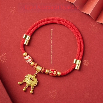 Kézzel szőtt nylonos háziállatnyakörv hosszú élet medállal, állítható, macskáknak és kutyáknak, kínai stílusú