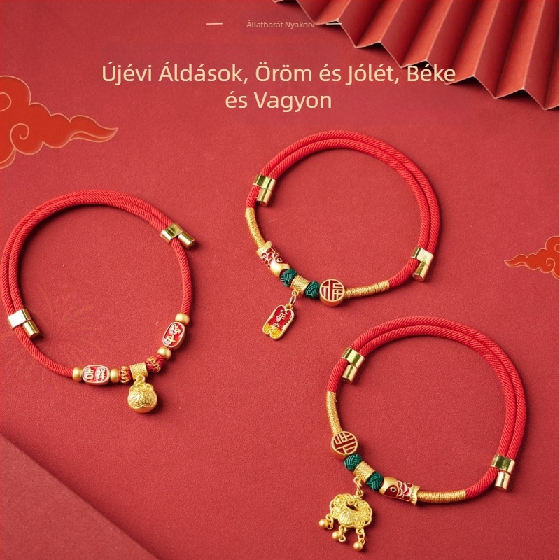 Kézzel szőtt nylonos háziállatnyakörv hosszú élet medállal, állítható, macskáknak és kutyáknak, kínai stílusú