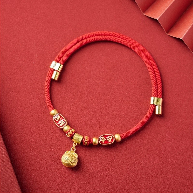 Kézzel szőtt nylonos háziállatnyakörv hosszú élet medállal, állítható, macskáknak és kutyáknak, kínai stílusú