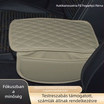 Bőr autókartámasz párna magasságot növelő résszel, multifunkcionális tároló táska, középső kartámasz védő, csúszásmentes háló