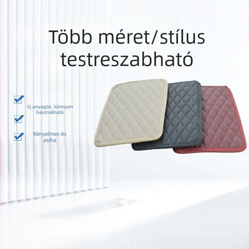 Bőr autókartámasz párna magasságot növelő résszel, multifunkcionális tároló táska, középső kartámasz védő, csúszásmentes háló