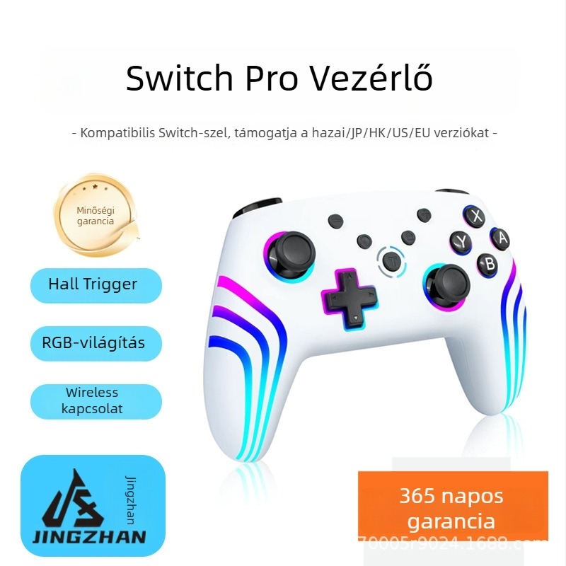 Jingzhan 933a vezeték nélküli játékkontroller — Bluetooth, USB-C csatlakozás, Switch és PC kompatibilis, vibráció és erő-visszacsatolás