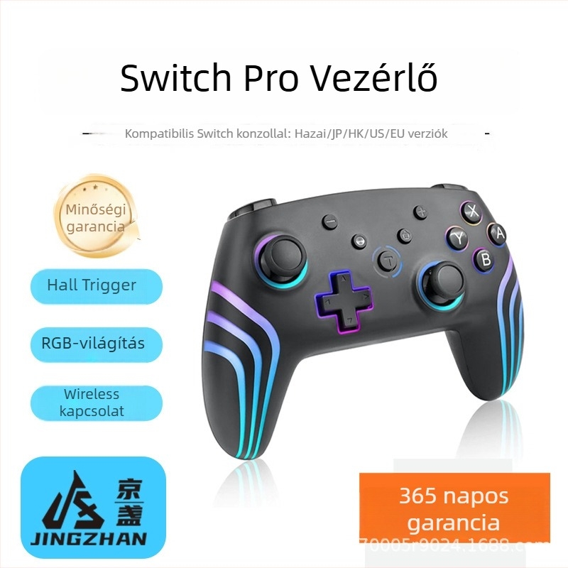 Jingzhan 933a vezeték nélküli játékkontroller — Bluetooth, USB-C csatlakozás, Switch és PC kompatibilis, vibráció és erő-visszacsatolás