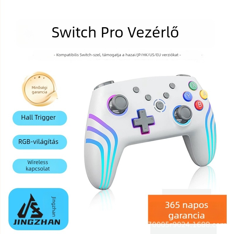 Jingzhan 933a vezeték nélküli játékkontroller — Bluetooth, USB-C csatlakozás, Switch és PC kompatibilis, vibráció és erő-visszacsatolás