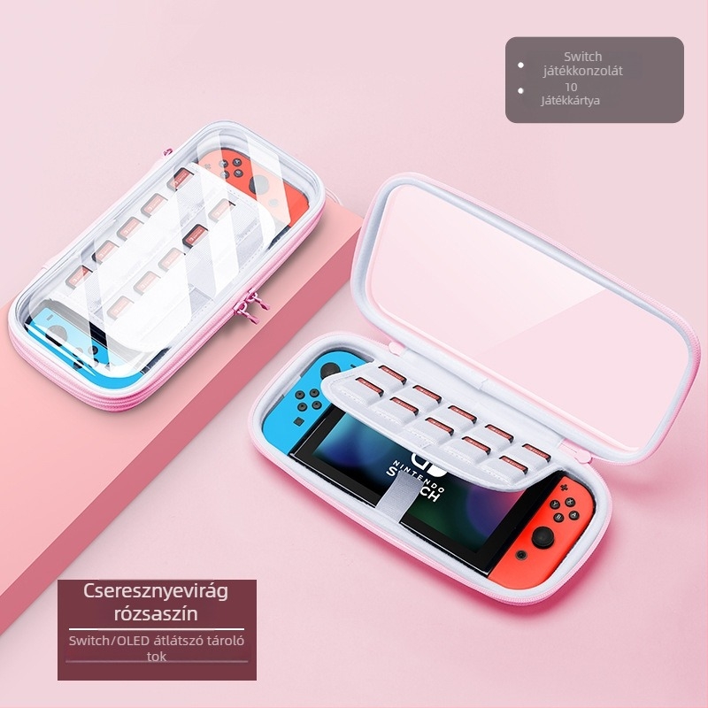 Nintendo Switch OLED védőtok és tároló táska – PC+EVA kemény héj, 1:1 valós készülék illeszkedés, teljes kiegészítő készlet