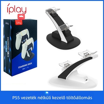 PS5 vezeték nélküli kontroller töltőállvány repülőgép-stílusú kivitelben, Type-C interfész, ABS anyag, kompatibil PS5 kontrollerekkel
