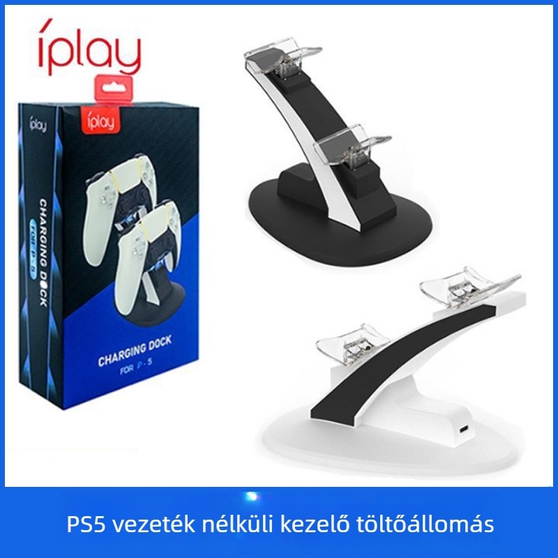 PS5 vezeték nélküli kontroller töltőállvány repülőgép-stílusú kivitelben, Type-C interfész, ABS anyag, kompatibil PS5 kontrollerekkel
