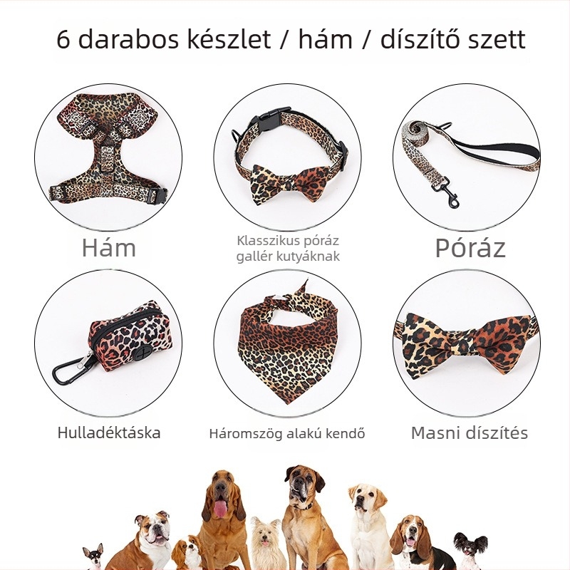 DogLemi poliészter + EVA kutya mellkasi hám és póráz, 50 darabos csomag, magáncímke elérhető