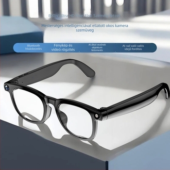 Okos szemüveg kamerával HD fotókhoz és videókhoz, AI-azonosítás valós idejű fordítással, érintéses és hangalapú vezérléssel