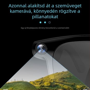 Okos szemüveg kamerával HD fotókhoz és videókhoz, AI-azonosítás valós idejű fordítással, érintéses és hangalapú vezérléssel