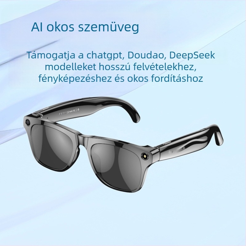 AI okos szemüveg kamerával, fordítással és tárgyfelismeréssel – Xkoenpro+; 1 MP kamera; 32 GB tárhely; 260 mAh akkumulátor; fejre helyezhető viselet; vezeték nélküli hatótávolság 5–10 m; Bluetooth hívások és zene