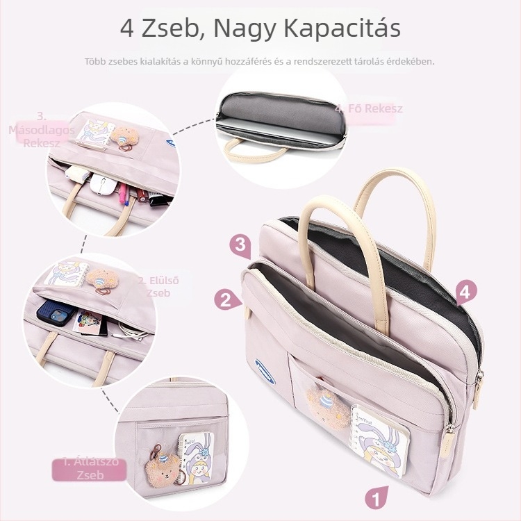 Aranyos notebook laptop táska levegő párnázással, 14 hüvelykes, kézitáska, kompatibilis Xiaoxin 15,6 hüvelykes laptophoz és 13,3 hüvelykes tabletához