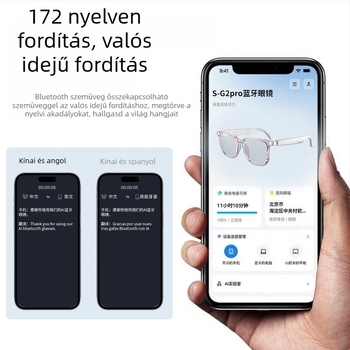 Sobast SG2pro Bluetooth szemüveg AI fordítással és szimultán tolmácsolással, érintéses vezérlés