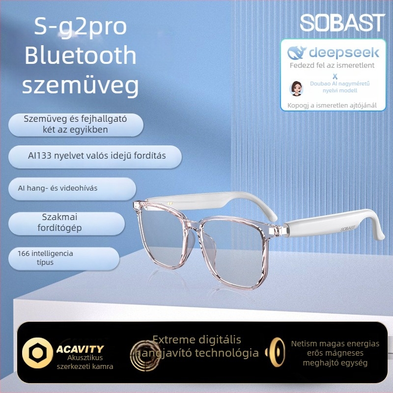 Sobast SG2pro Bluetooth szemüveg AI fordítással és szimultán tolmácsolással, érintéses vezérlés