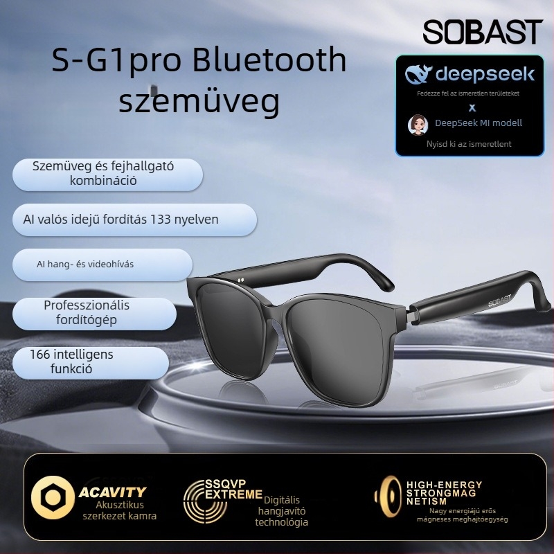 Sobast SG2pro Bluetooth szemüveg AI fordítással és szimultán tolmácsolással, érintéses vezérlés