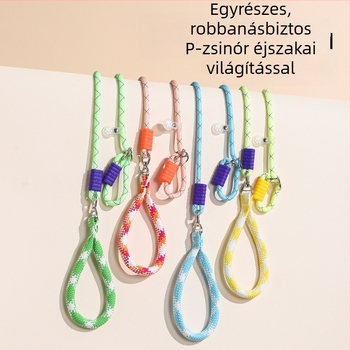 Fénylő kutyapóráz dopamin-fogantyúval, nylon kötél