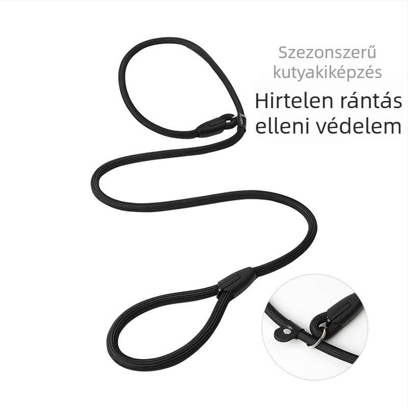 Nylon kutya póráz P-lánccal, fényvisszaverő éjszakai sétákhoz, edzéshez