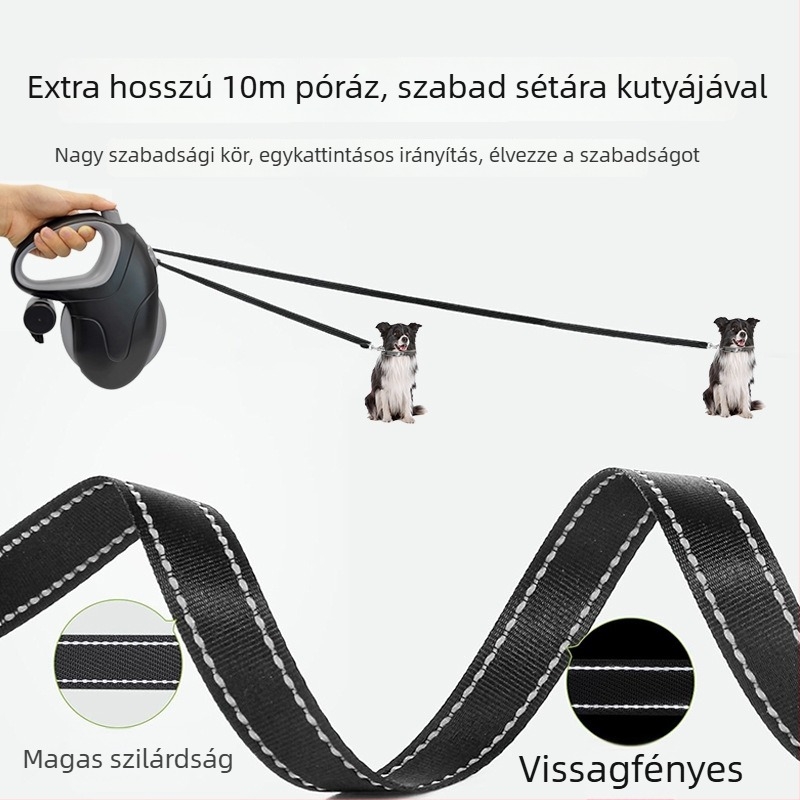 Yilide behúzható kutyapóráz – ABS anyag, nagy teherbírás, kiterjeszthető mechanizmus