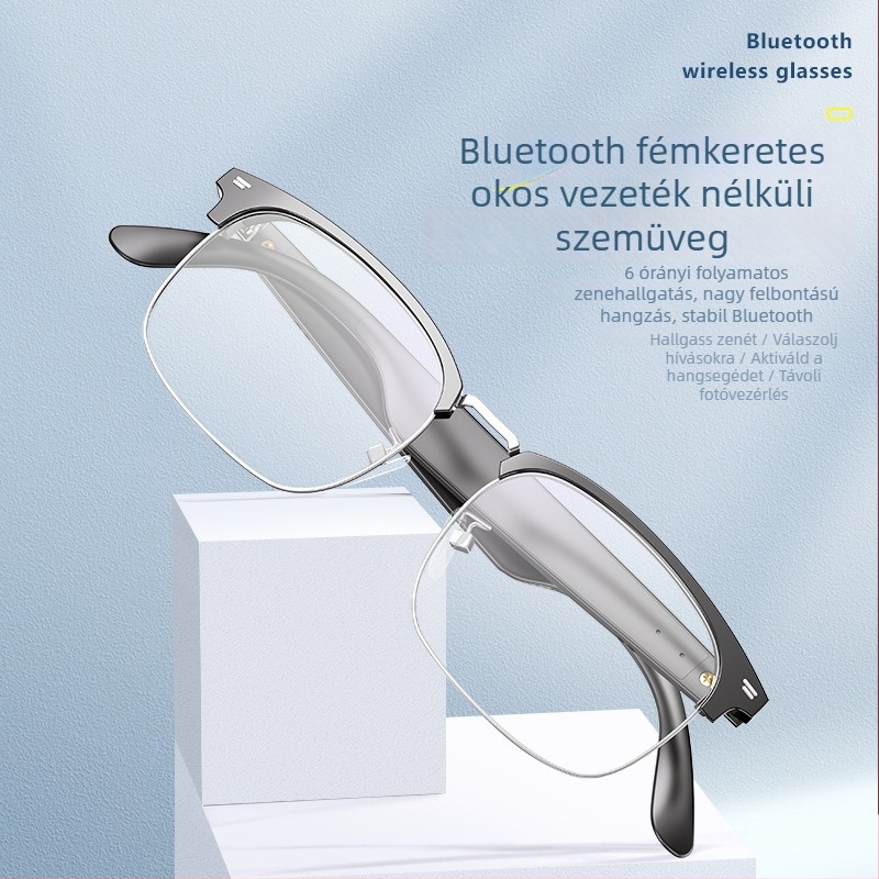 AI-s okos Bluetooth szemüveg, fordítás 144 nyelvre, zene és hívások, 10 m-es hatótáv, érintéses vezérlés, UV védelem